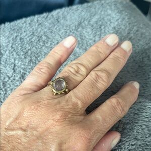 Vintage-Inspired Gold and Purple Gemstone Ring